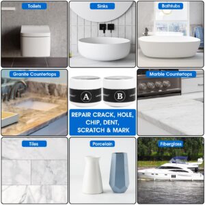 Tile and Fiberglass Tub Repair Kit, LANBOKIT Marble and Granite Repair Kit, Porcelain Repair Kit for Sink & Toilet, Epoxy and Quartz Countertop Repair Kit for Cracks Chips Scratches Holes Dents