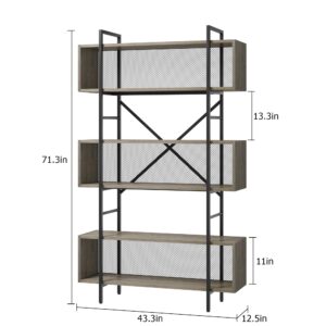 IDEALHOUSE 6 Tier Book Shelf with Storage, 71.3 Inch Tall Book Shelf with Open Display Bookshelves, 6 Shelf Bookcase with Metal Frame for Living Room, Bedroom and Home Office-Grey