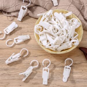 Briwooody 50 Pcs Strong Plastic Swivel Hanging Hooks 4.1 Inch Laundry Hooks with Clips Rotating Hanging Laundry Hook Curtain Clips for Bathroom Wardrobe Kitchen Office