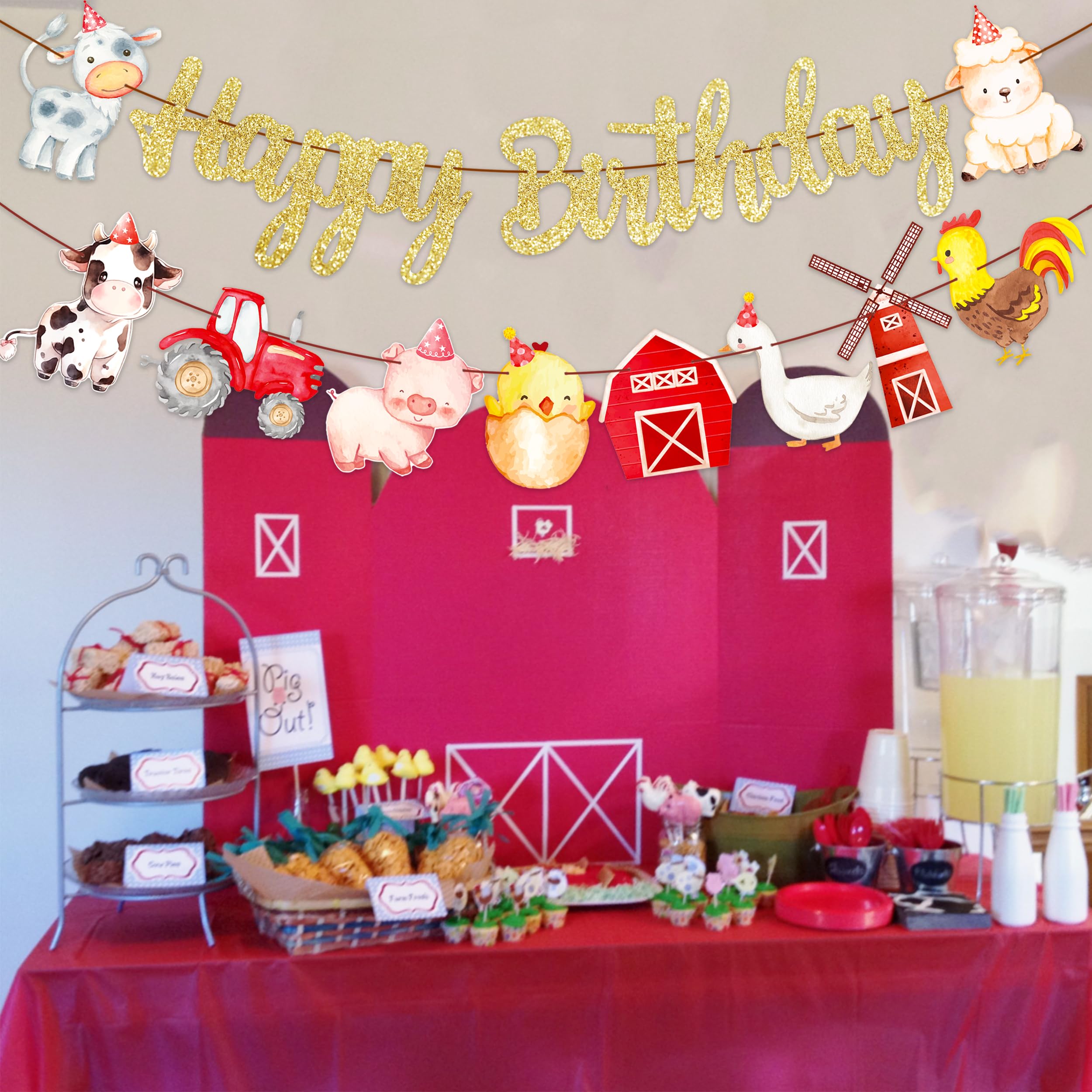 Farm Birthday Party Banners Farm Animal Party Banners Farm Theme Birthday Decorations Barnyard Birthday Party Hanging Decoration for Barn Party Farm Animal Baby Shower Supplies