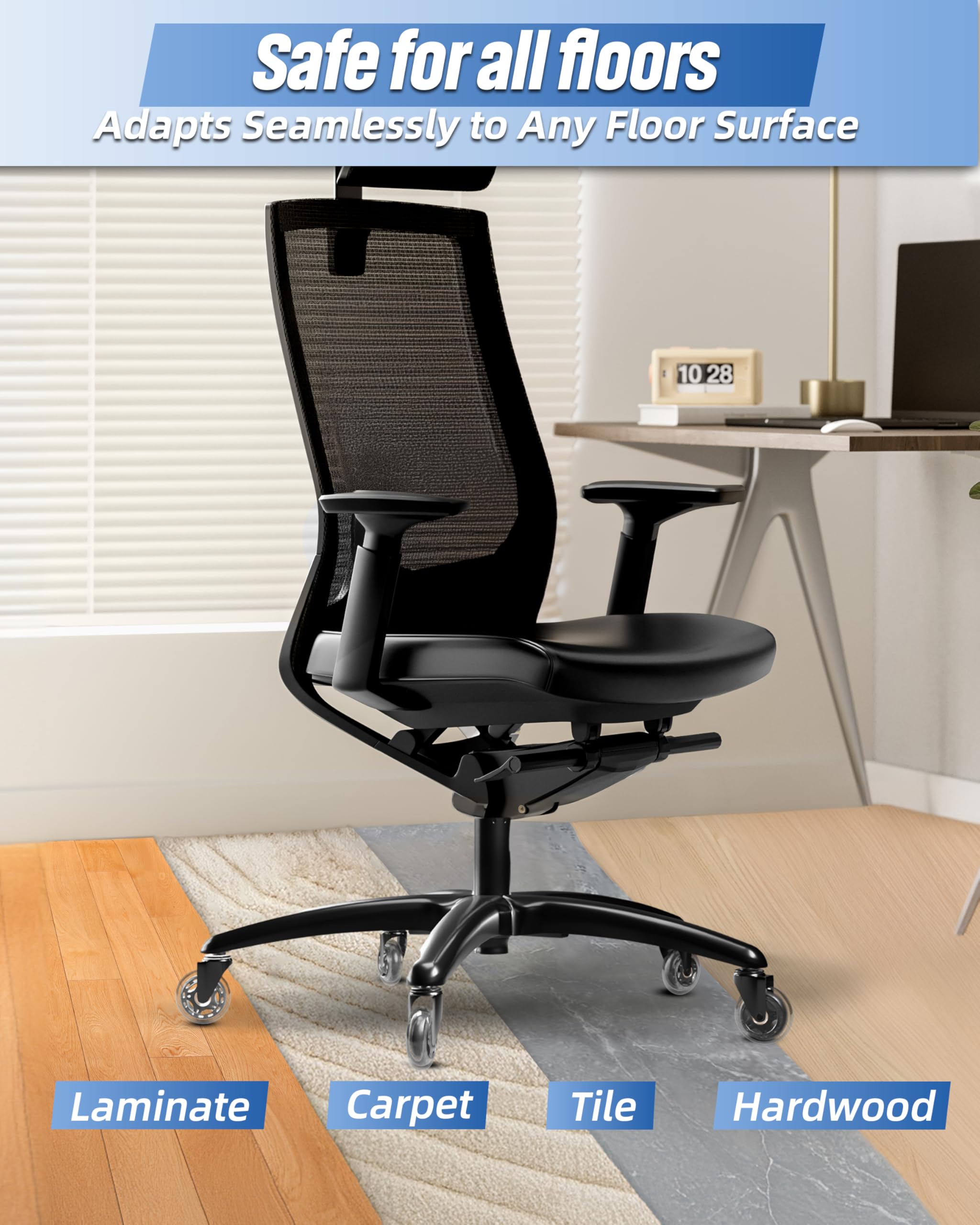 Sytopia 28" Heavy Duty Office Chair Base Replacement with Wheels (Set of 5), Metal Desk Chair Base