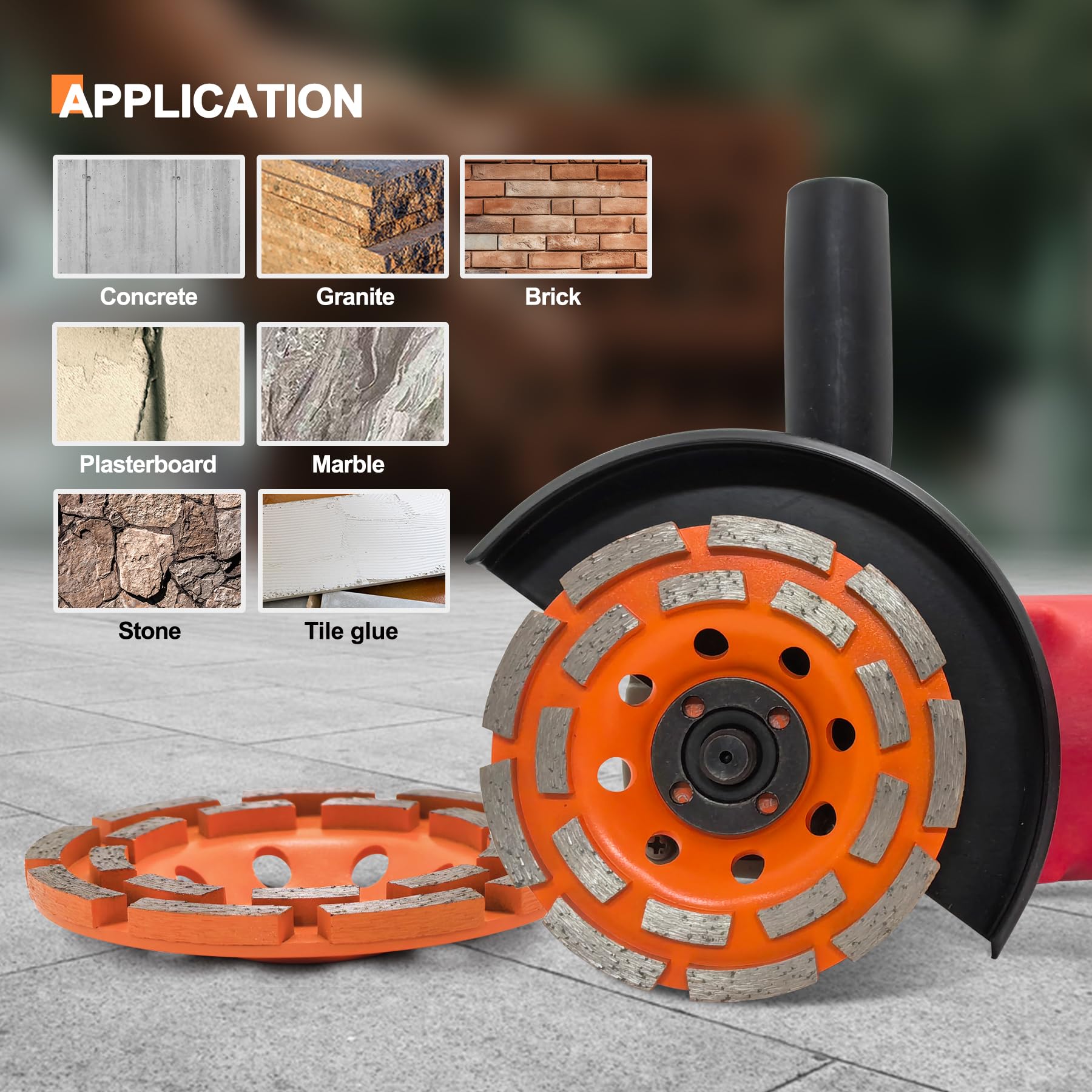 FEWELL 4 1/2” Concrete Grinding Wheel, Double Row Diamond Cup Wheel with 7/8” Arbor for Polishing and Grinding Concrete Surface Brick Stone Marble Cement Granite