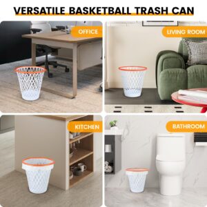 Trash Can,Basketball Trash Can,4.5 Gallon Garbage Can for Basketball Party, Basketball Hoop Style,Basketball Net Waste Basket,Size11"x11"x12"for Basketball Room,Basketball gift,Coffee Shop,Gym.