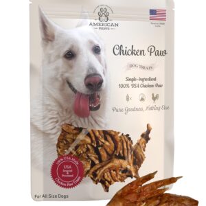 American Paws Dehydrated Chicken Feet Dog Treats, Only One Ingredient, No Additives, Made and Sourced in USA, (About 28-Pack), 1lb