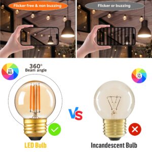 Dimmable Amber Light Bulb E26 Edison LED Light Bulb,G16.5/G50 Small Globe Filament Amber Night Light Bulb 4W,AC120V Warm White 2200K 350LM,Decorative Bulbs (Straight Filament 4W E26, 2 Pack)