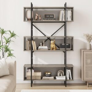 IDEALHOUSE 6 Tier Book Shelf with Storage, 71.3 Inch Tall Book Shelf with Open Display Bookshelves, 6 Shelf Bookcase with Metal Frame for Living Room, Bedroom and Home Office-Grey