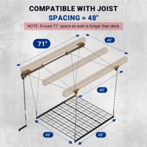 FLEXIMOUNTS Garage Lifting Metal Rack, 4x4 Ft Overhead Garage Storage Racks, Adjustable Heavy-Duty Ceiling Organization System, 300lbs Weight, Satin Black