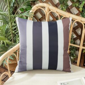 CURRAMET Pack of 2 Outdoor Pillows Waterproof Geometric Stripes Outdoor Pillow Covers, Decorative Square Patio Pillows Cushion Case for Couch Tent Sunbrella 18 x 18 Inches