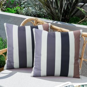 CURRAMET Pack of 2 Outdoor Pillows Waterproof Geometric Stripes Outdoor Pillow Covers, Decorative Square Patio Pillows Cushion Case for Couch Tent Sunbrella 18 x 18 Inches