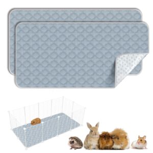 funfurry washable guinea pig cage liner - 2 pack reusable washable pee pads，waterproof guinea pig bedding for small animal - rabbit bunny hamster puppy (light grey, 24" x 47" - 2 pack)