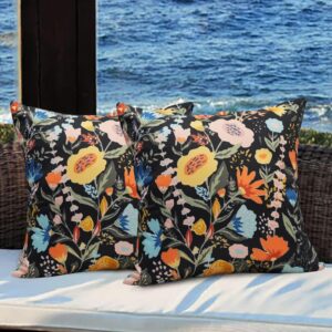 virexen floral outdoor throw pillow covers 20x20 waterproof colorful summer spring garden decorative square patio pillows outdoor pillows covers for patio furniture set of 2 (no pillow insert)