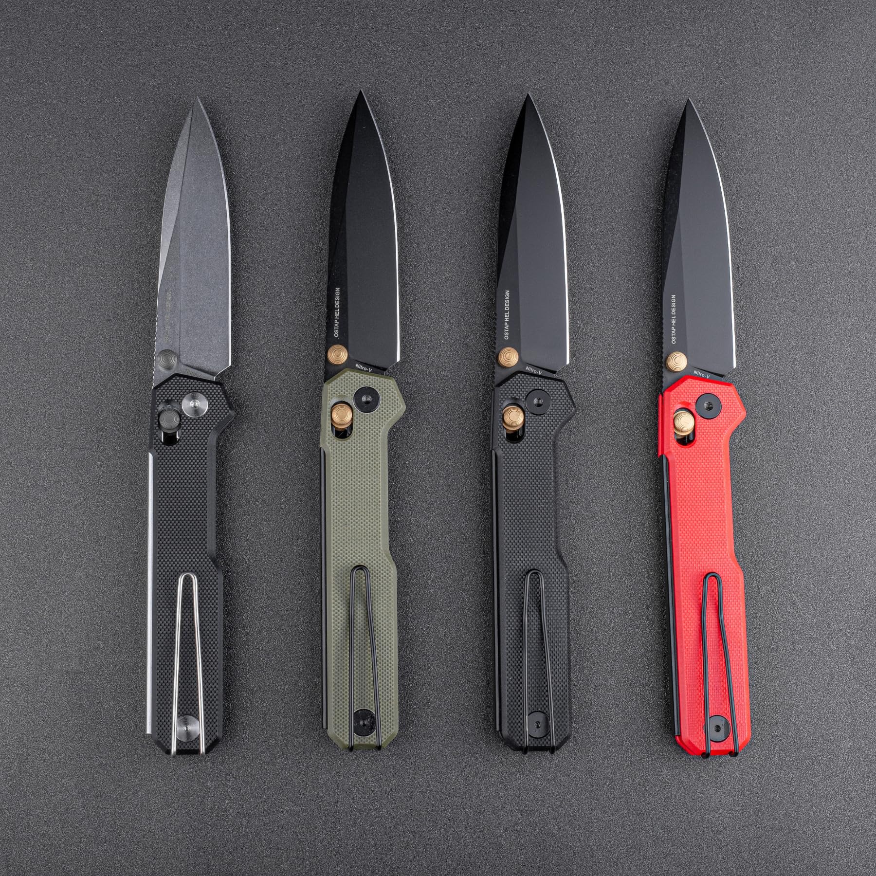 Real Steel Perix Crossbar Lock Camping Knife 3.5'' Nitro-V Drop Point Blade, G10 Handle (Black PVD/Red G10 Handle)