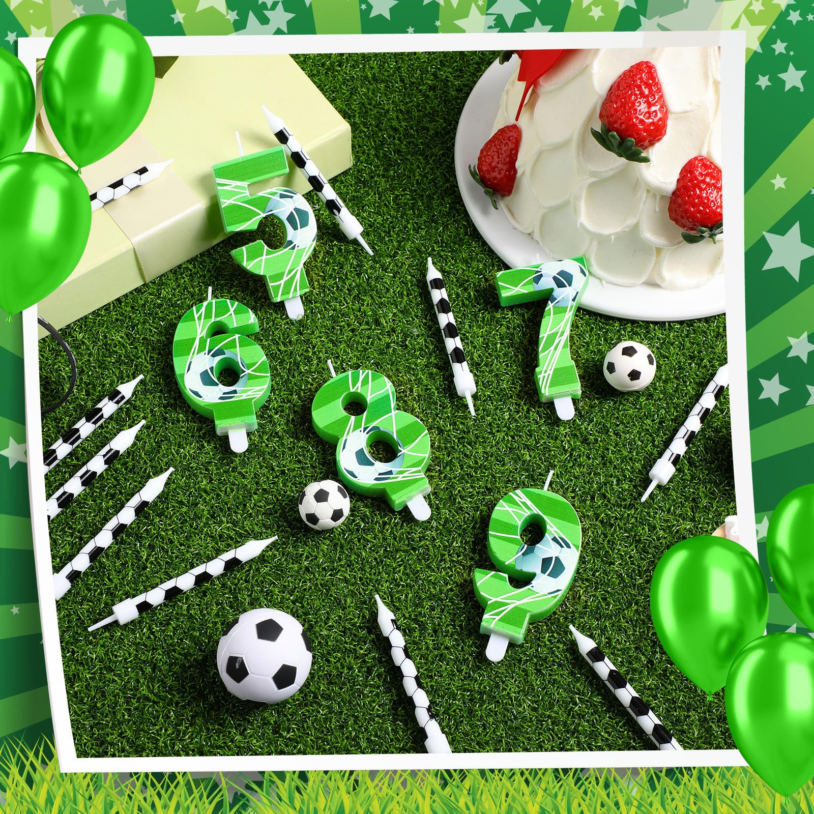 Photect 11 Pcs Soccer Birthday Candles Number 5-9 Candle Cake Topper Decor Soccer Themed Birthday Cake Decorations for Boys Girls Kids Party Supplies Decor (Number 9)