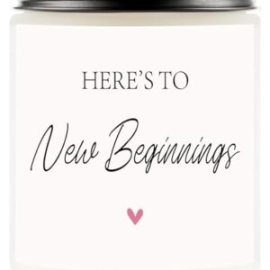 New Beginnings Gifts for Women, Going Away, Goodbye, Farewell Gifts for Coworkers, Congratulations New Job Gifts, Divorce Gifts for Women, Handmade Lavender Natural Soy Wax Candle Gifts (7oz)