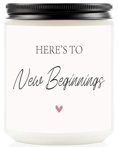 New Beginnings Gifts for Women, Going Away, Goodbye, Farewell Gifts for Coworkers, Congratulations New Job Gifts, Divorce Gifts for Women, Handmade Lavender Natural Soy Wax Candle Gifts (7oz)