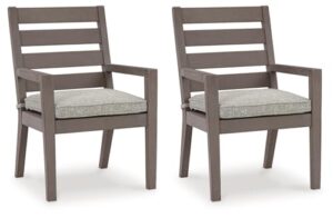 signature design by ashley hillside barn outdoor dining arm chair, set of 2, 25" w x 27" d x 37" h, light brown & light gray