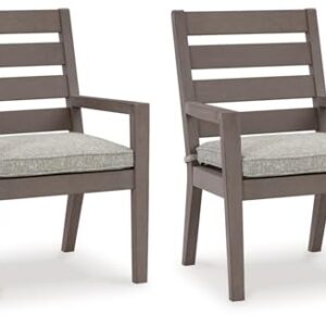 Signature Design by Ashley Hillside Barn Outdoor Dining Arm Chair, Set of 2, 25" W x 27" D x 37" H, Light Brown & Light Gray