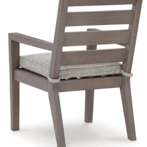 Signature Design by Ashley Hillside Barn Outdoor Dining Arm Chair, Set of 2, 25" W x 27" D x 37" H, Light Brown & Light Gray