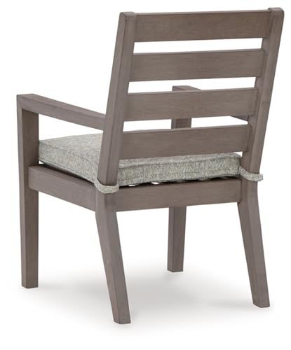 Signature Design by Ashley Hillside Barn Outdoor Dining Arm Chair, Set of 2, 25" W x 27" D x 37" H, Light Brown & Light Gray