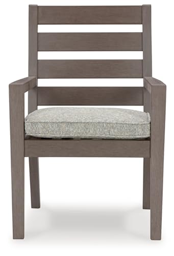 Signature Design by Ashley Hillside Barn Outdoor Dining Arm Chair, Set of 2, 25" W x 27" D x 37" H, Light Brown & Light Gray