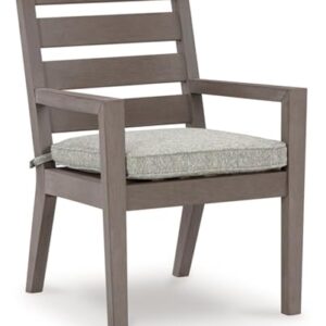 Signature Design by Ashley Hillside Barn Outdoor Dining Arm Chair, Set of 2, 25" W x 27" D x 37" H, Light Brown & Light Gray