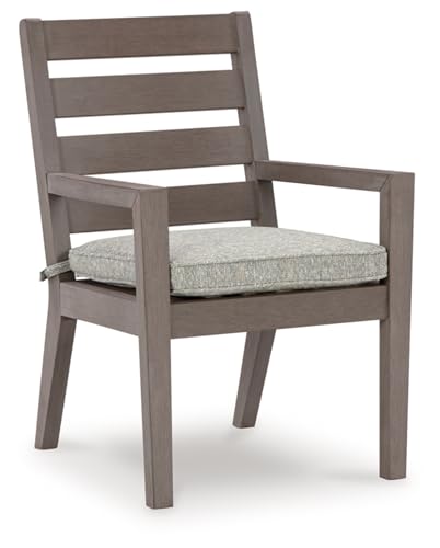 Signature Design by Ashley Hillside Barn Outdoor Dining Arm Chair, Set of 2, 25" W x 27" D x 37" H, Light Brown & Light Gray