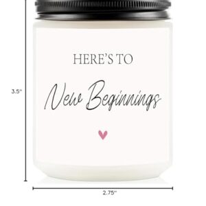 New Beginnings Gifts for Women, Going Away, Goodbye, Farewell Gifts for Coworkers, Congratulations New Job Gifts, Divorce Gifts for Women, Handmade Lavender Natural Soy Wax Candle Gifts (7oz)