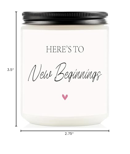 New Beginnings Gifts for Women, Going Away, Goodbye, Farewell Gifts for Coworkers, Congratulations New Job Gifts, Divorce Gifts for Women, Handmade Lavender Natural Soy Wax Candle Gifts (7oz)