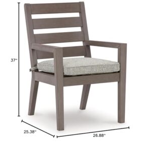 Signature Design by Ashley Hillside Barn Outdoor Dining Arm Chair, Set of 2, 25" W x 27" D x 37" H, Light Brown & Light Gray