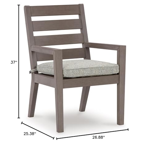 Signature Design by Ashley Hillside Barn Outdoor Dining Arm Chair, Set of 2, 25" W x 27" D x 37" H, Light Brown & Light Gray