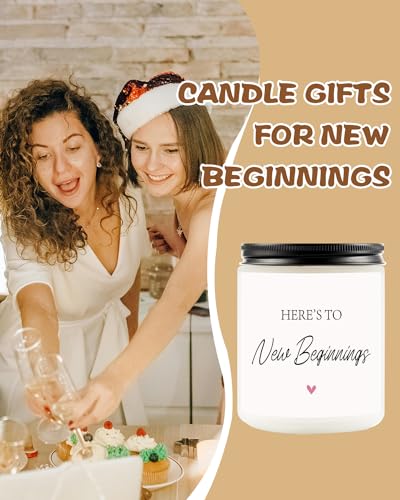 New Beginnings Gifts for Women, Going Away, Goodbye, Farewell Gifts for Coworkers, Congratulations New Job Gifts, Divorce Gifts for Women, Handmade Lavender Natural Soy Wax Candle Gifts (7oz)