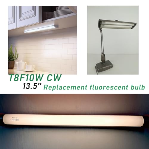 Accway (4 Pack) F10T8/CW 4100K Linear Fluorescent Light Bulb,T8 Type Straight Tube 10Watts Cool White, G13 Medium Based, 13.5 inch MOL