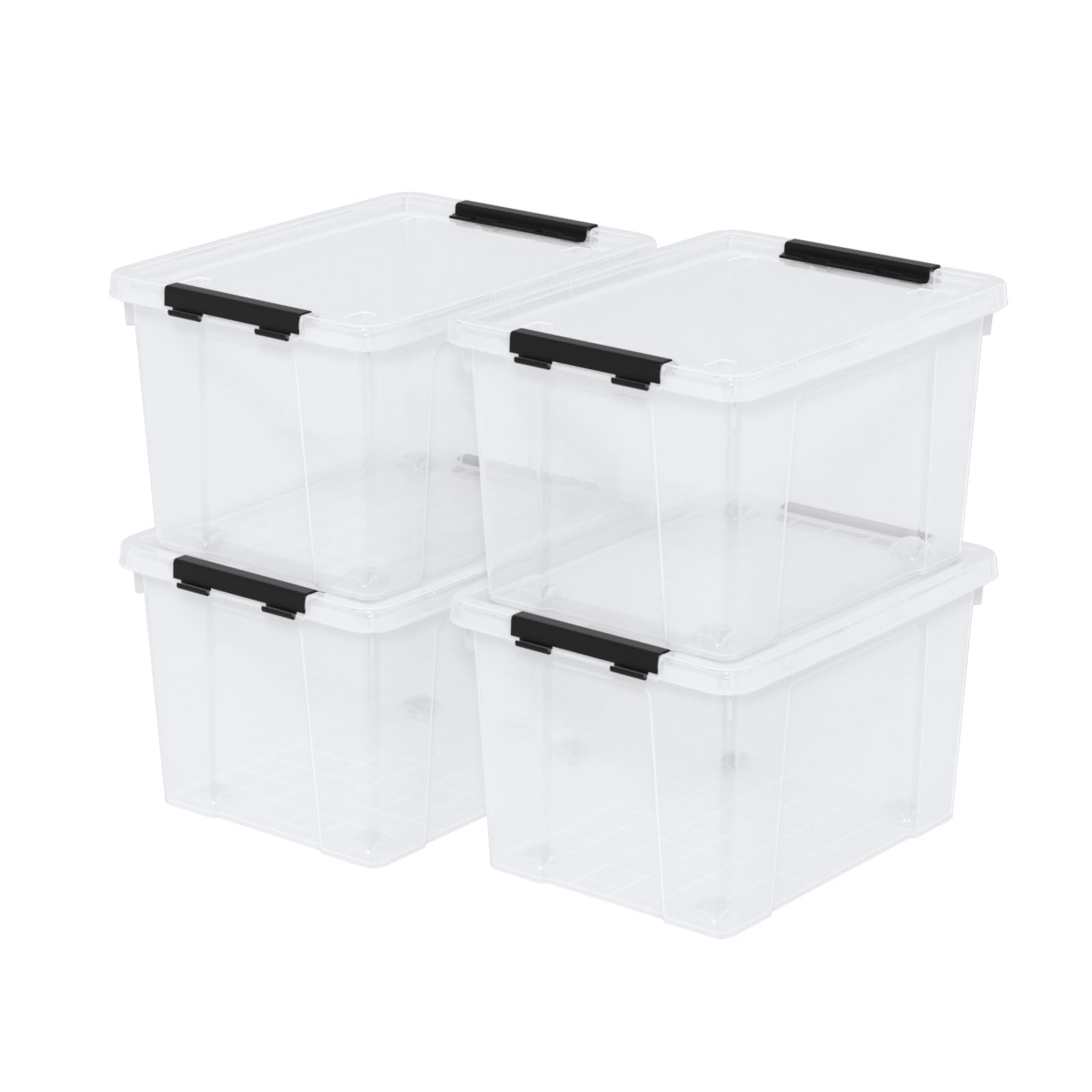 Afromy 22 Qt Latching Storage Box, Stackable Bin with Latch Lid, Plastic Storage Container Tote, Clear, 4-Pack