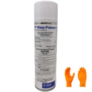 pt wasp-freeze ii: swift & safe wasp & hornet insecticide 14oz | premium usa supply gloves for safe eradication | usa supply pest id card