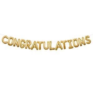 endea group congratulations banner balloons 13 inch letters - inflatable foil mylar - celebrate for graduations, anniversaries, weddings, retirements 15pcs in set (gold)