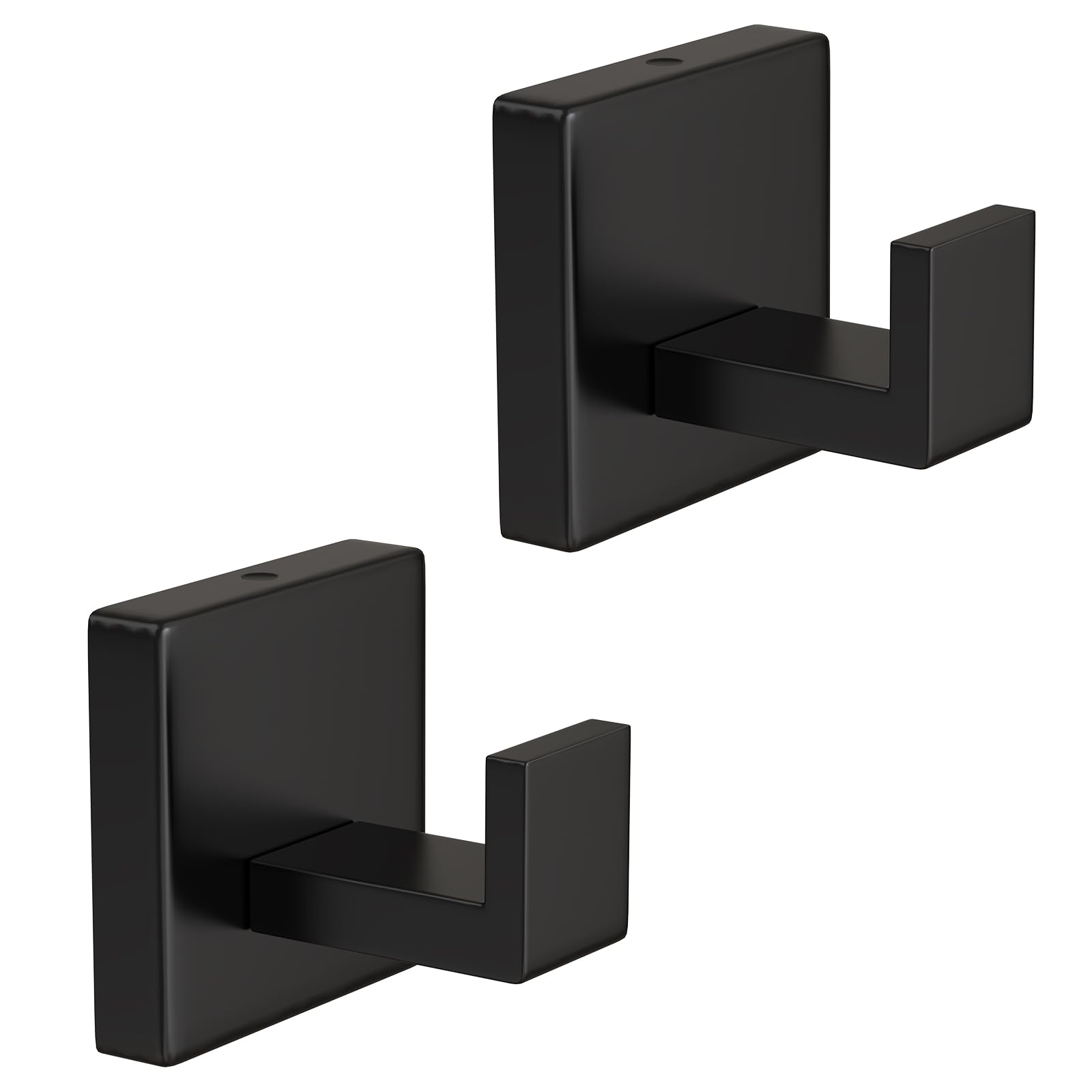 VINHOLD Black Towel Hooks, Heavy Duty Wall Hooks for Hanging Robe, Coats, Bags, kitchenware, Suitable for Bathrooms, Kitchens and Living Rooms (2 Pack)