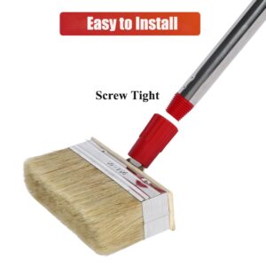 60" Long Handle 6" Deck Stain Brush Applicator with 3" Paint Brush, Block Staining Brushes for Woodstains, Oils, Decking Paints, Decking Stains, Deck Coatings, Fence Wall Furniture Paints