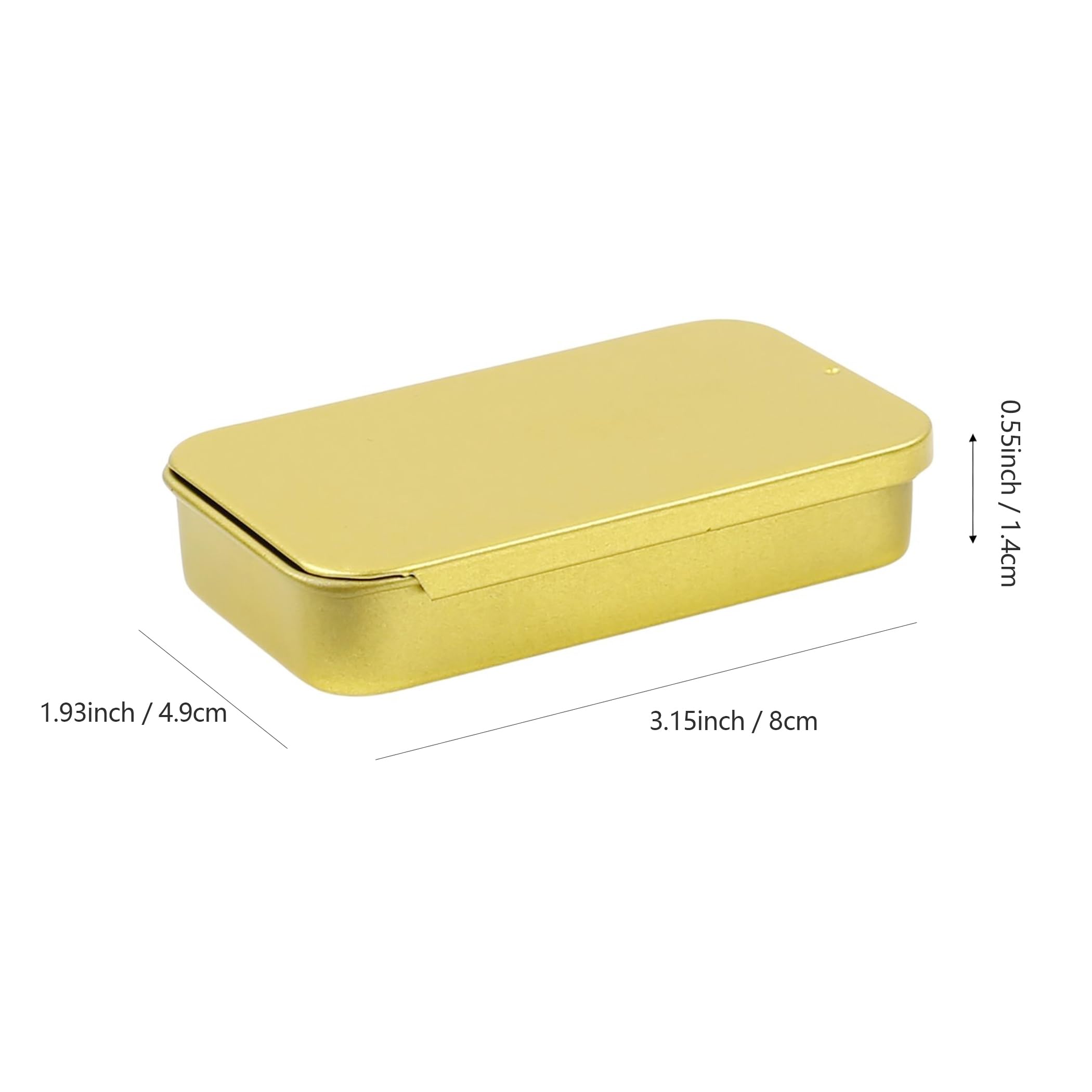 Vagocom 2pcs Empty Metal Push-Pull Storage Boxes,3.15x1.93x0.55inch / 8x4.9x1.4cm Mini Containers with Lids for Bandaid,Seed,Match,Crafts,Sewing(Gold)