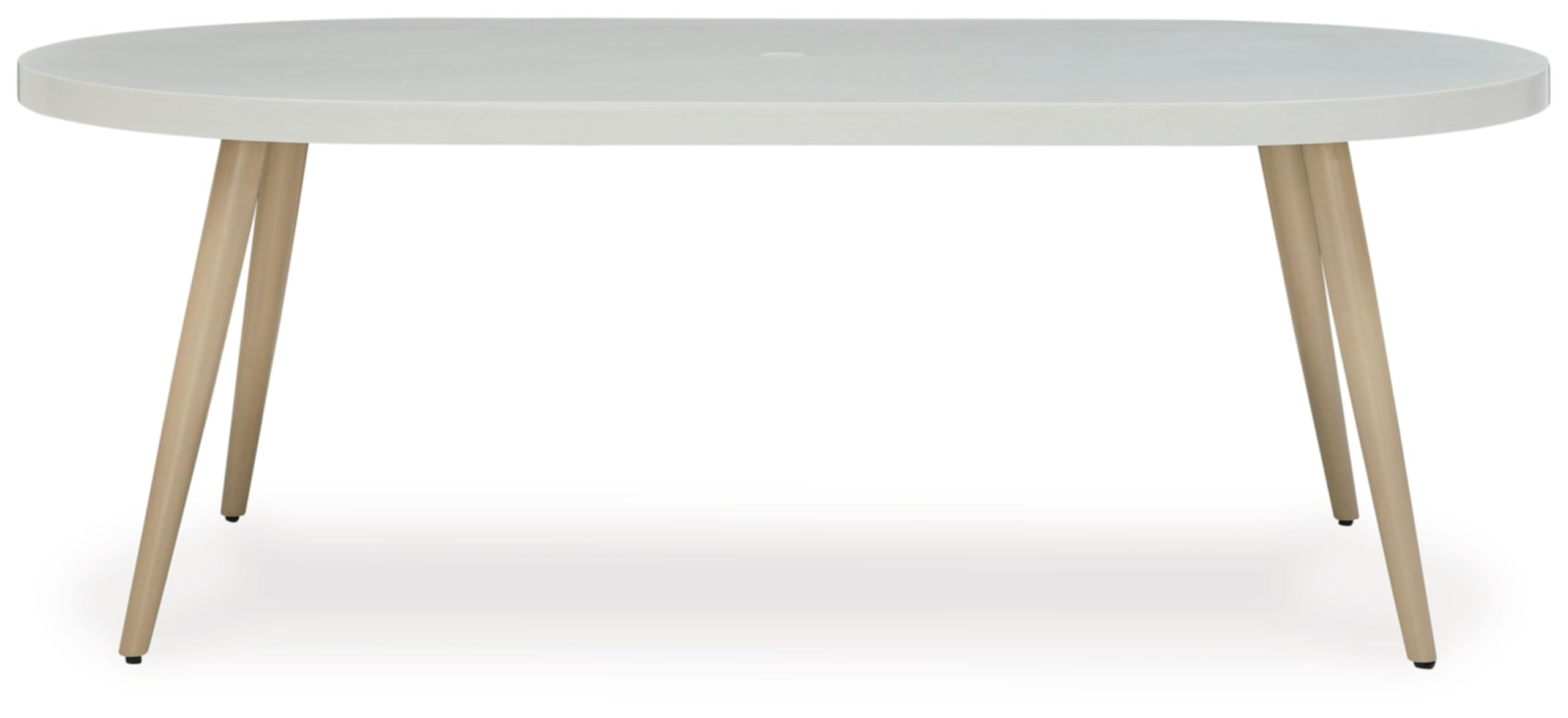 Signiture Design by Ashley Seton Creek Outdoor Dining Table, 80" W x 42" D x 29" H, White & Light Brown