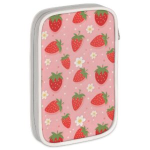 DJYQBFA Strawberry Pencil Case Pouch Multifunctional Cute Pu Leather Pen Holder with Zipper Stationery Pen Bag