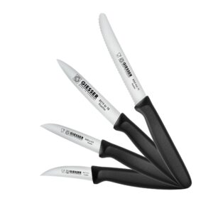 giesser since 1776, made in germany, small paring knife set of 4, rustfree, dishwasher safe - sheepsfoot paring knife, tomato knife, peeling knife, vegetable knife