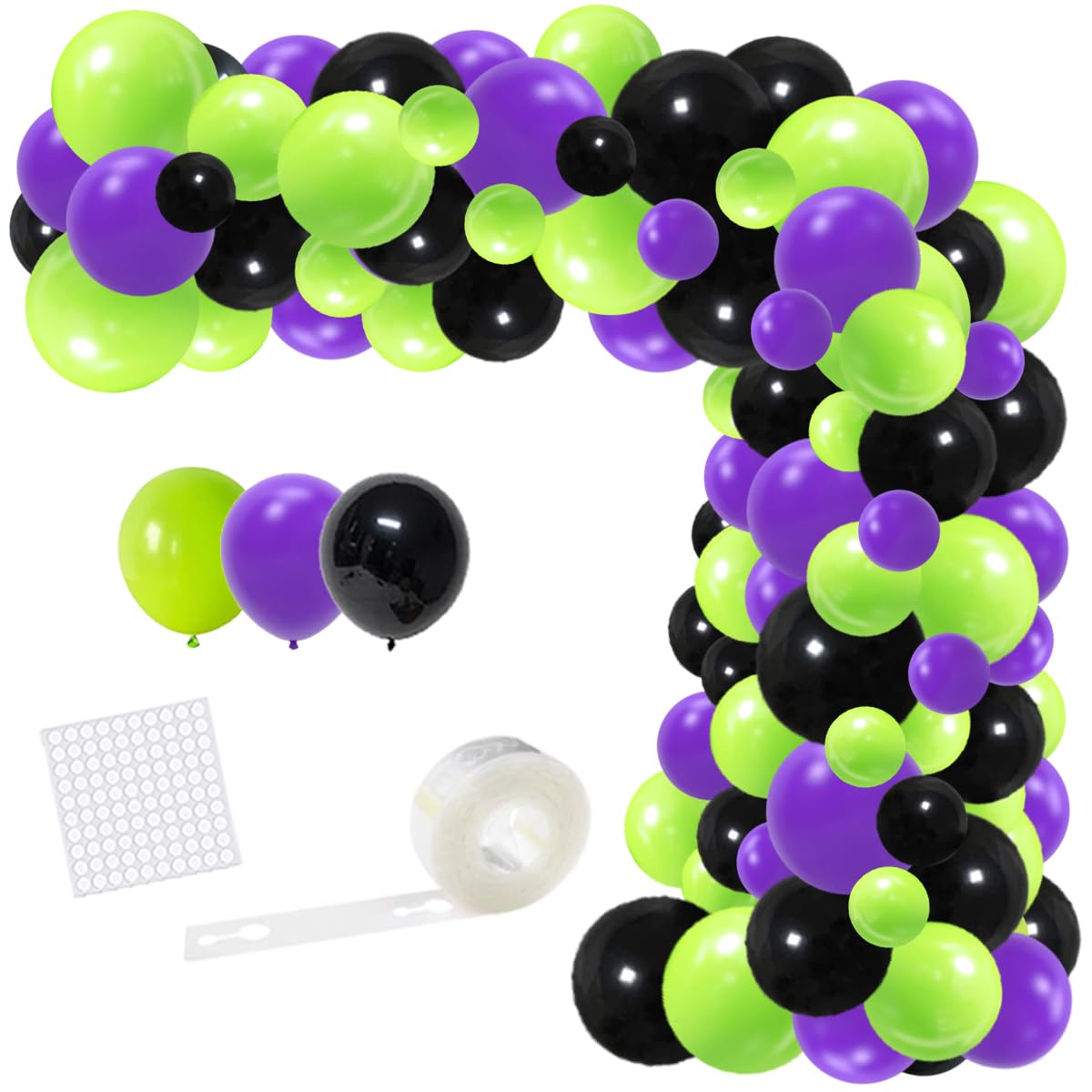 Lime Green Purple Black Balloon Garland Arch Kit - Lime Green Purple Balloons Black Purple Balloons Halloween Balloons for Video Game Truck Car Birthday Graduation Hero Birthday Party Decorations