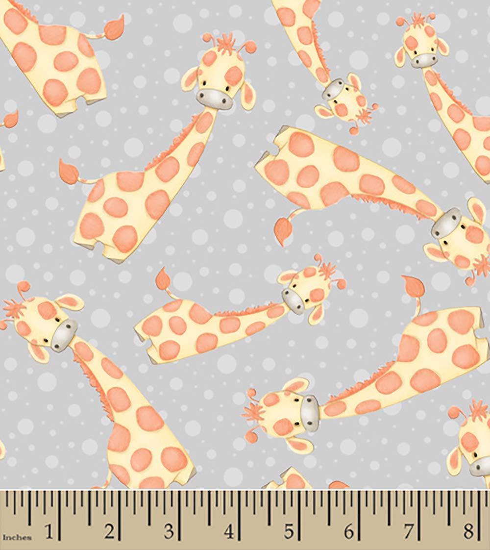 Flannel Comfy Cutest Baby Giraffe Toss Fabric AE Nathan Sold by The Yard