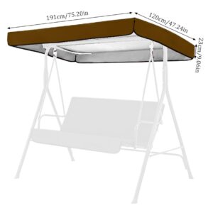 TOPofly Outdoor Swing Canopy Replacement, Swing Canopy Replacement, 75x47 Waterproof Swing Cover Replacement, Sunproof Outdoor Swing Cover for Garden Swing Chair Patio Hammock, Coffee