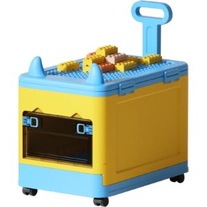 collapsible kids storage box with building base for lego toy organizer bins with lids and wheels stackable toys chest containers building block bricks storage case for children