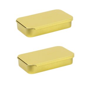 vagocom 2pcs empty metal push-pull storage boxes,3.15x1.93x0.55inch / 8x4.9x1.4cm mini containers with lids for bandaid,seed,match,crafts,sewing(gold)