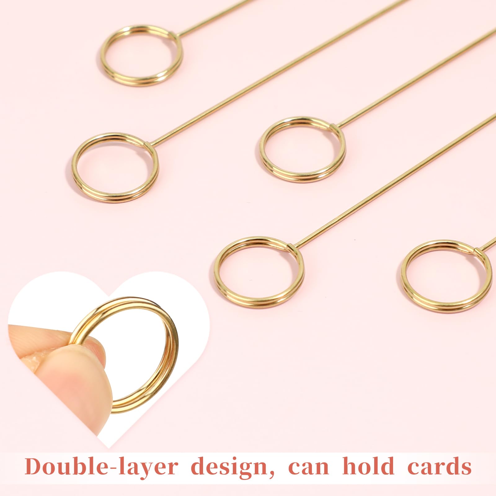 Abeillo 20Pcs Gold Floral Card Holder Picks, Metal Flower Card Holder Stick, Round Shape Table Name Number Clips, Place Card Holder for Gift Card Photo Memo Bouquet Decorations