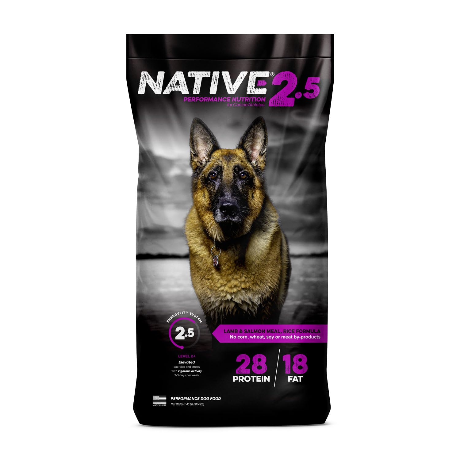 NATIVE Level 2.5 Performance Nutrition for Canine Athletes, Lamb, Salmon Meal & Rice Formula, 40 lb Bag