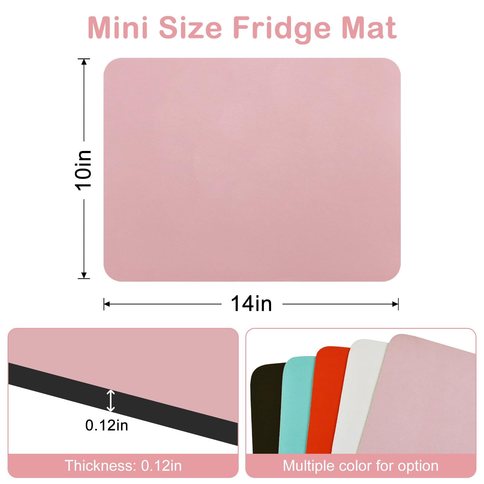 SUNICO Portable Mini Fridge Mat, 14x10 in Retro Compact Refrigerator Mat, Diatomite Quick Drying Mat, Non-slip Skincare Fridge Pad for Bedroom, Office, Countertop, Easy to Clean, Pink