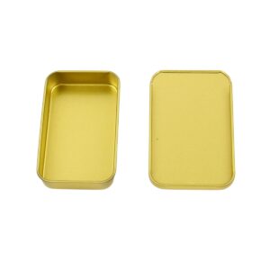 Vagocom 2pcs Empty Metal Push-Pull Storage Boxes,3.15x1.93x0.55inch / 8x4.9x1.4cm Mini Containers with Lids for Bandaid,Seed,Match,Crafts,Sewing(Gold)